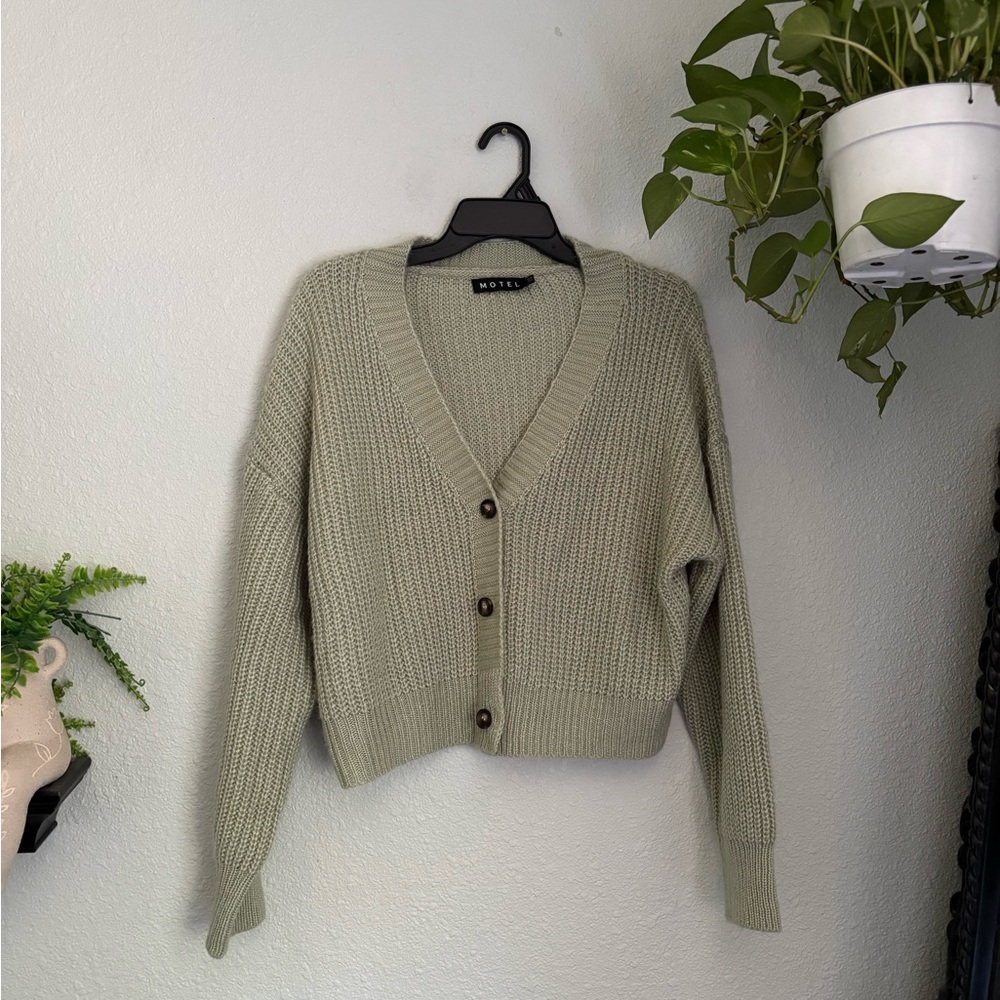 Motel Rocks Green Cardigan Sweater